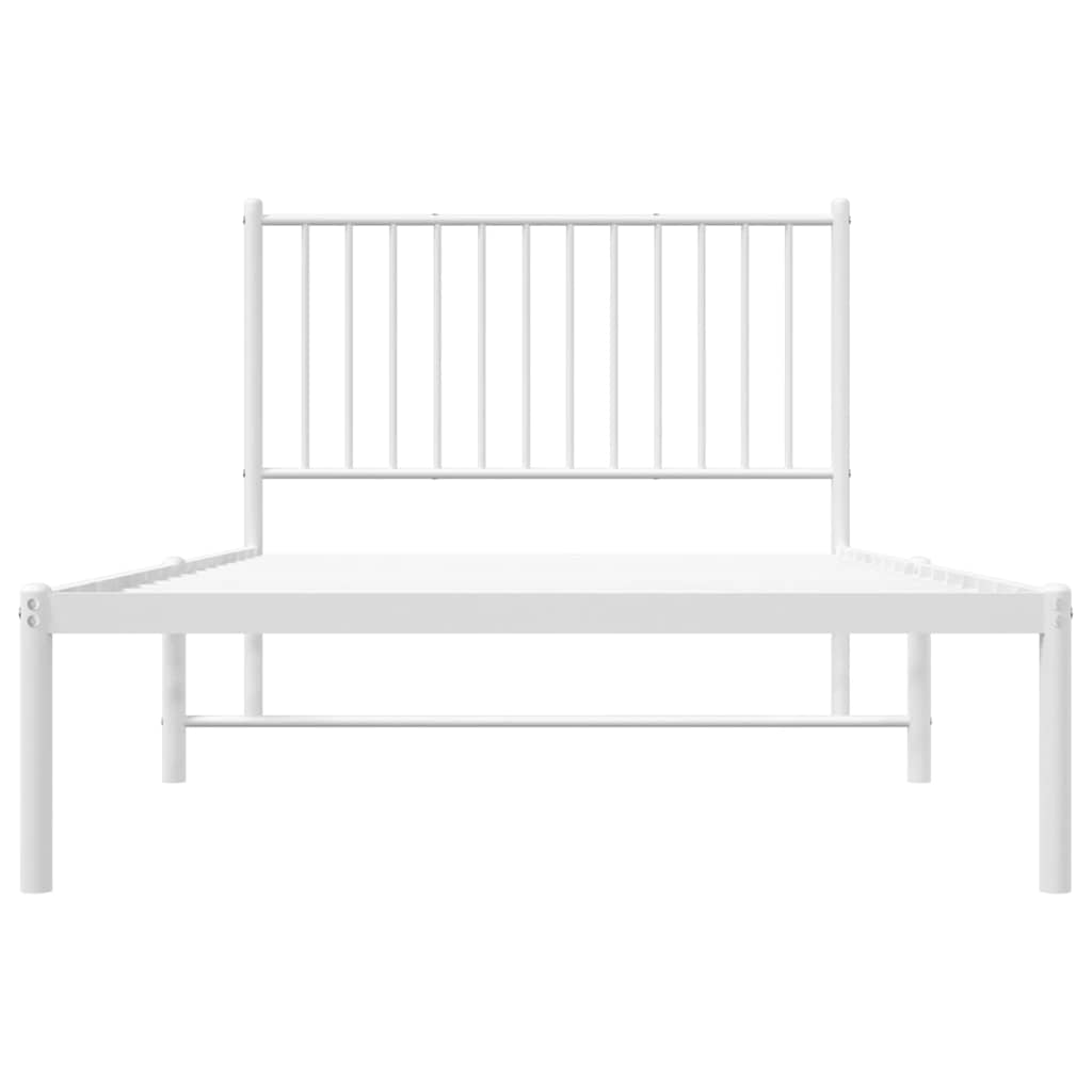 Metal Bed Frame without Mattress with Headboard White 100x200cm