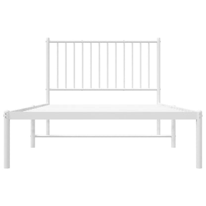 Metal Bed Frame without Mattress with Headboard White 100x200cm