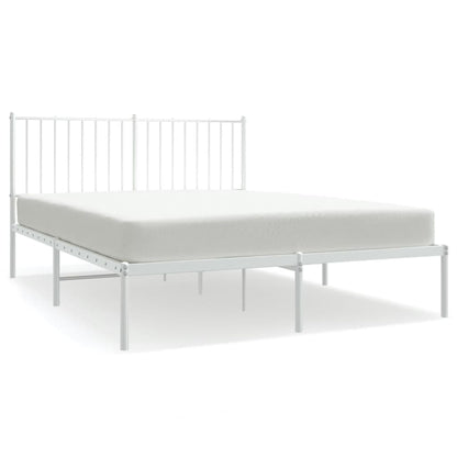 Metal Bed Frame without Mattress with Headboard White 140x200cm