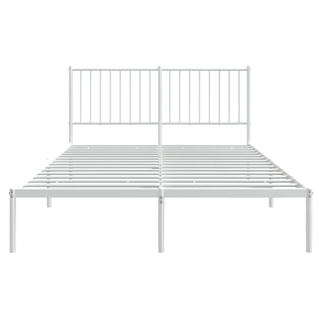 Metal Bed Frame without Mattress with Headboard White 140x200cm