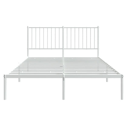 Metal Bed Frame without Mattress with Headboard White 140x200cm