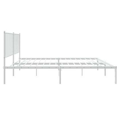Metal Bed Frame without Mattress with Headboard White 140x200cm