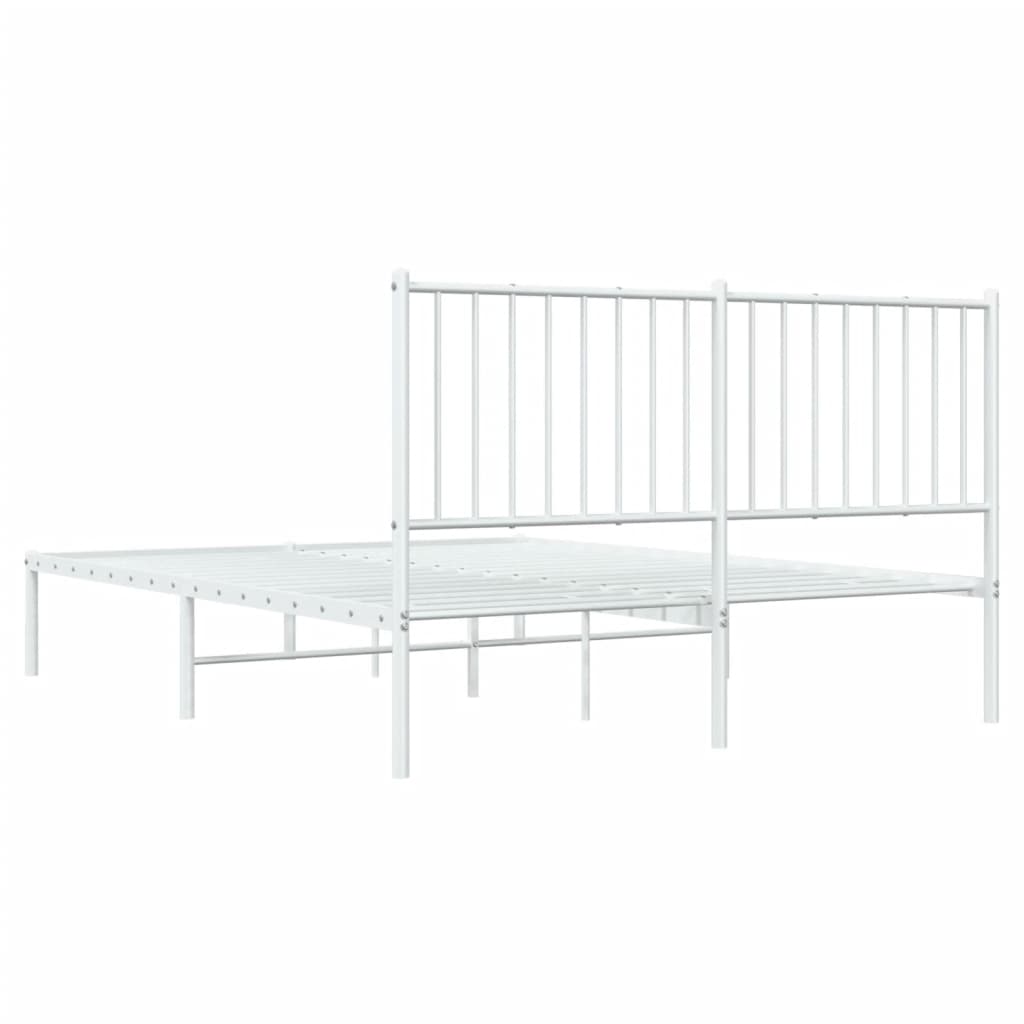 Metal Bed Frame without Mattress with Headboard White 140x200cm