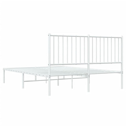 Metal Bed Frame without Mattress with Headboard White 140x200cm