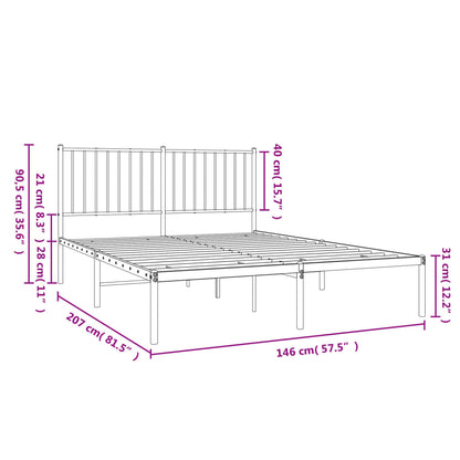 Metal Bed Frame without Mattress with Headboard White 140x200cm