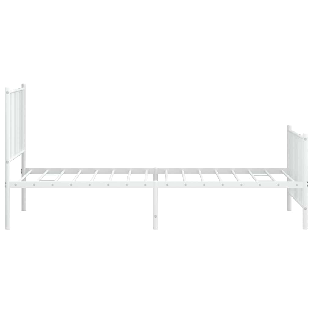 Metal Bed Frame without Mattress with Footboard White 100x190cm