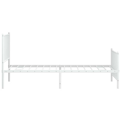 Metal Bed Frame without Mattress with Footboard White 100x190cm