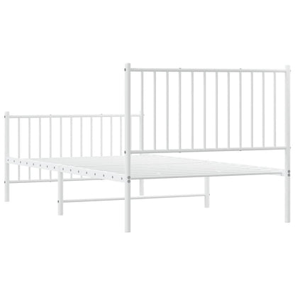 Metal Bed Frame without Mattress with Footboard White 100x190cm