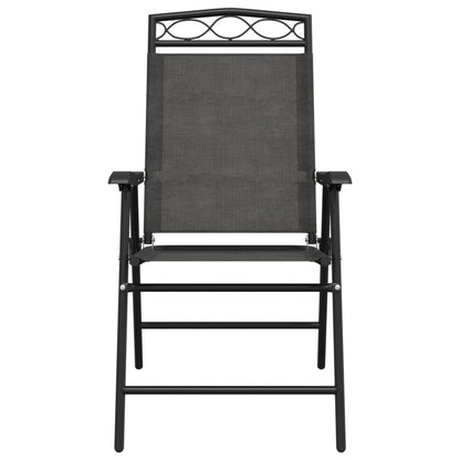 Folding Garden Chairs 2 pcs Melange Grey Steel and Textilene