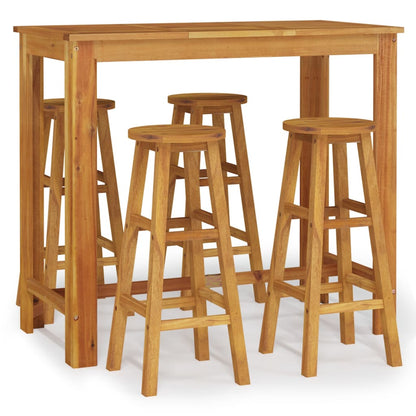 5 Piece Garden Bar Set Solid Wood  Acacia