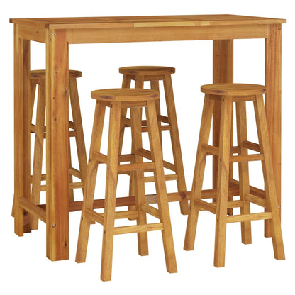 5 Piece Garden Bar Set Solid Wood  Acacia