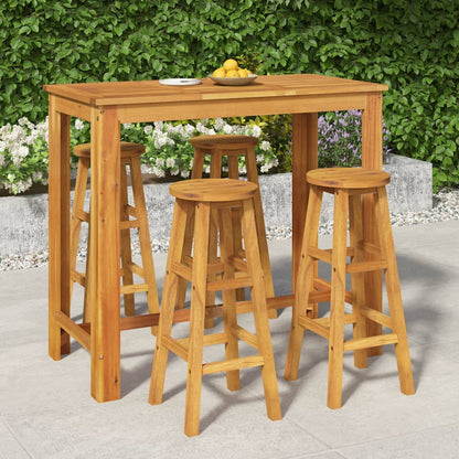 5 Piece Garden Bar Set Solid Wood  Acacia