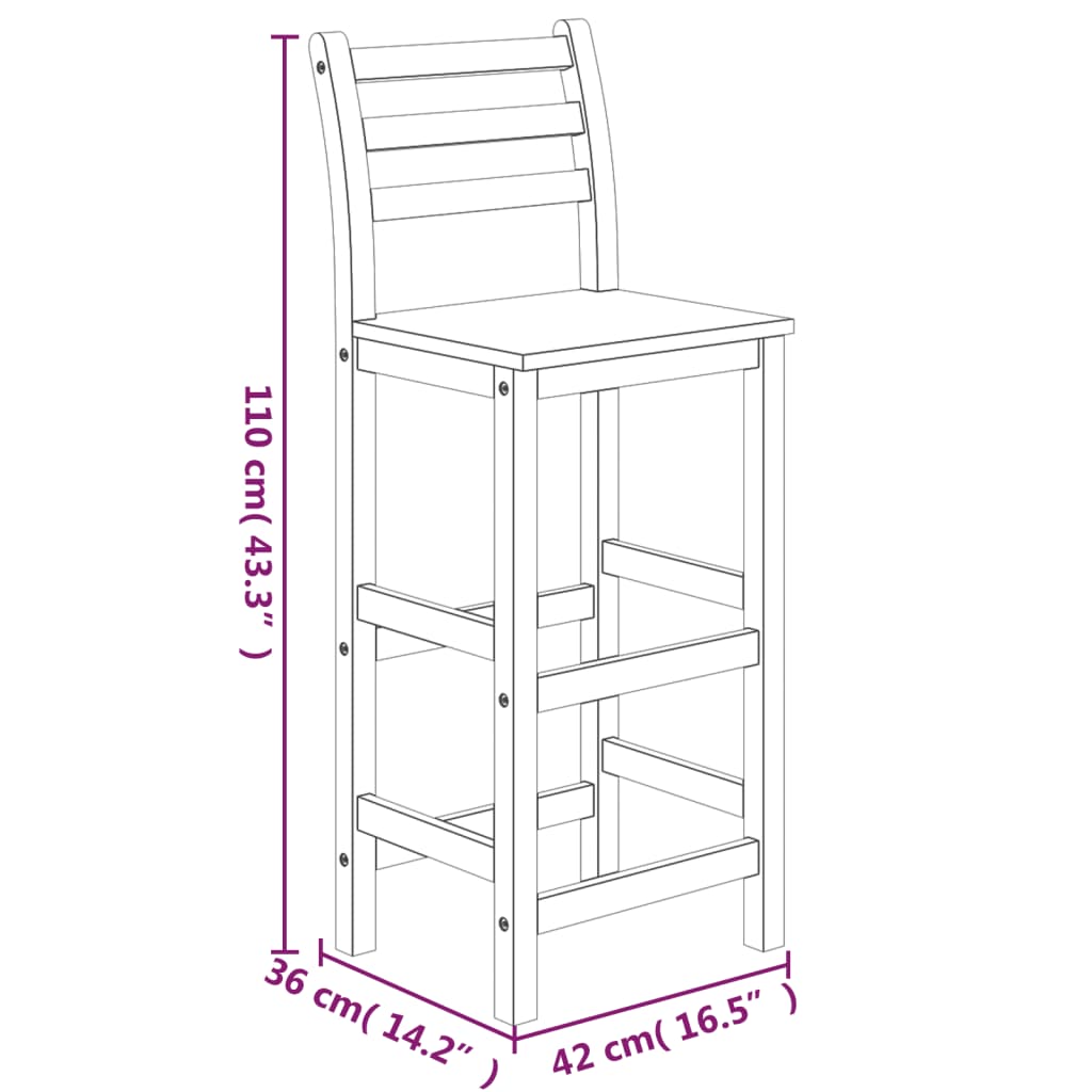 5 Piece Garden Bar Set Solid Wood  Acacia