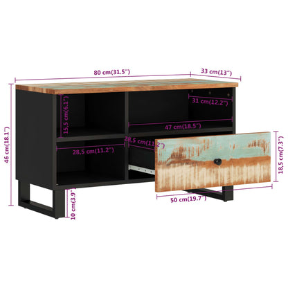 TV Cabinet 80x33x46 cm Solid Wood Reclaimed and Engineered Wood