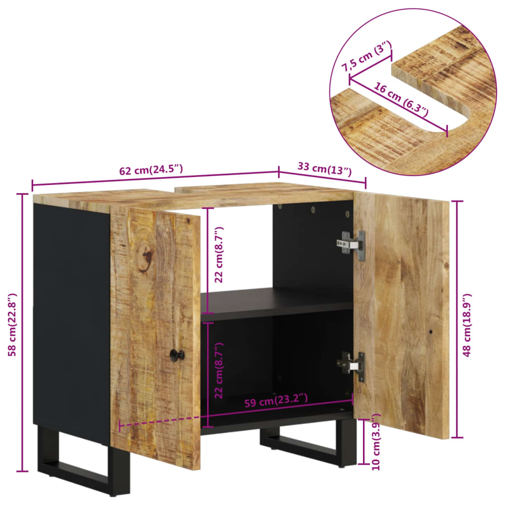 Sink Cabinet 62x33x58 cm Solid Wood Mango and Engineered Wood