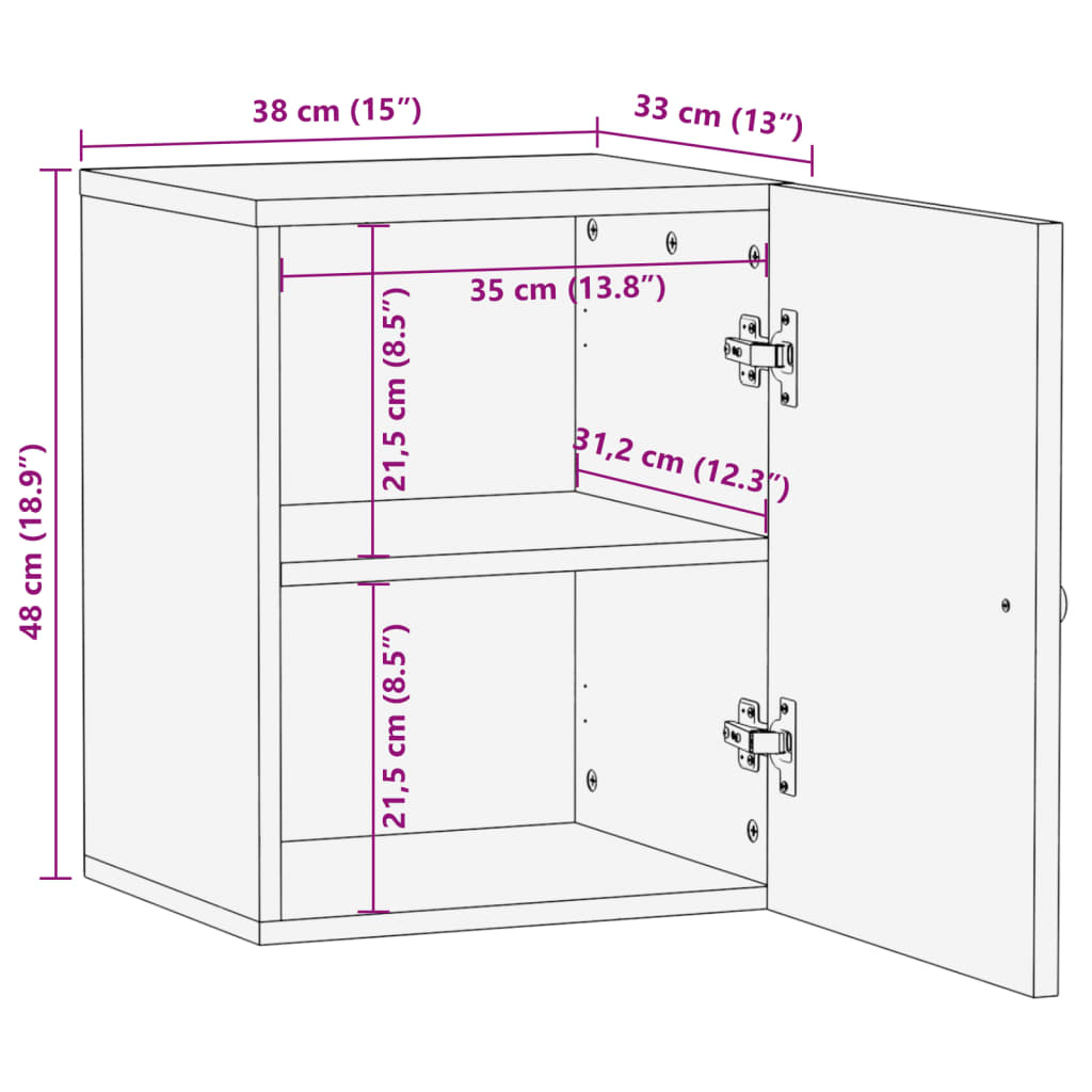 Bathroom Wall Cabinet 38x33x48 cm Solid Wood Reclaimed