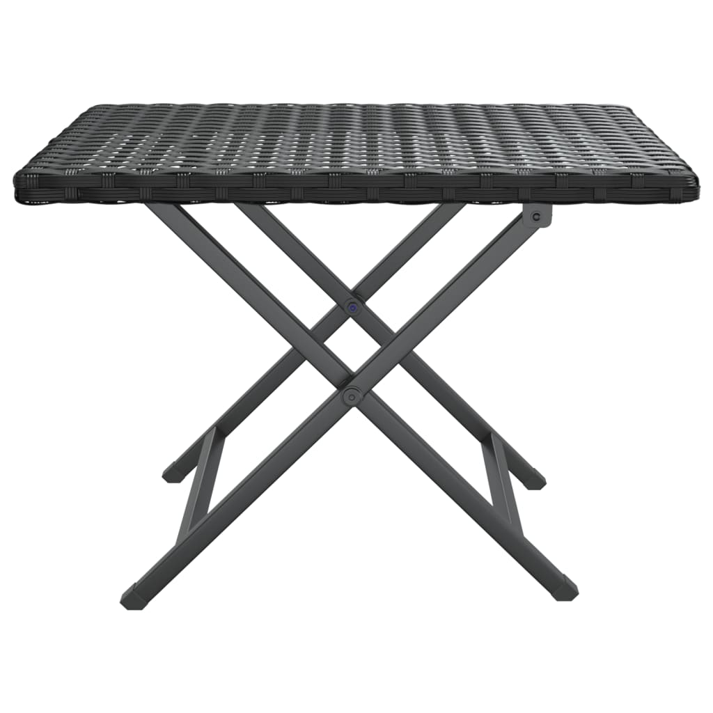 Folding Table Black 45x35x32 cm Poly Rattan