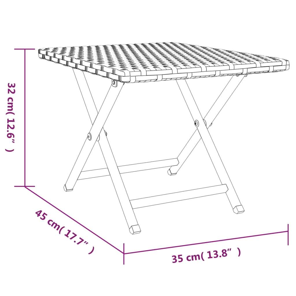 Folding Table Black 45x35x32 cm Poly Rattan