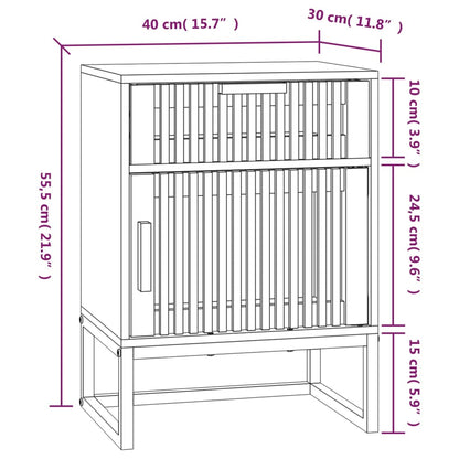 Bedside Cabinet White 40x30x55.5 cm Engineered Wood&Iron