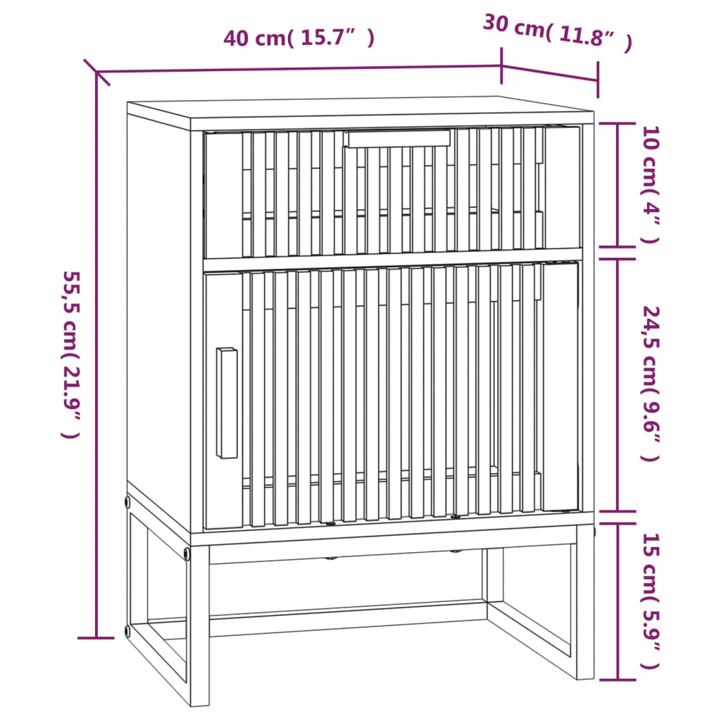 Bedside Cabinet Black 40x30x55.5 cm Engineered Wood&Iron