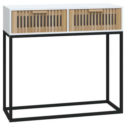 Console Table White 80x30x75 cm Engineered Wood and Iron