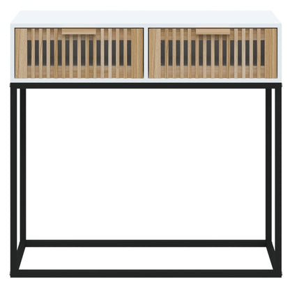 Console Table White 80x30x75 cm Engineered Wood and Iron