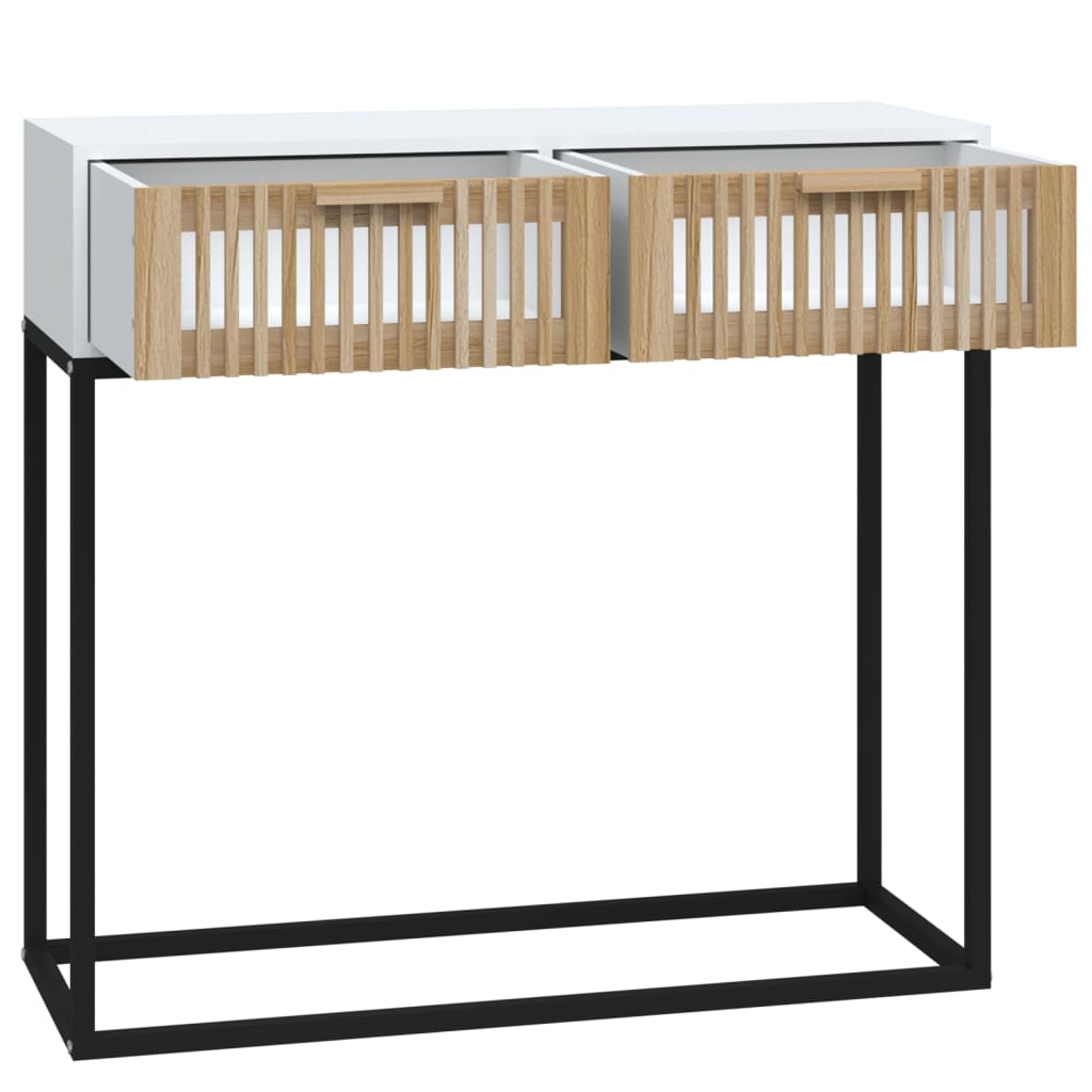 Console Table White 80x30x75 cm Engineered Wood and Iron