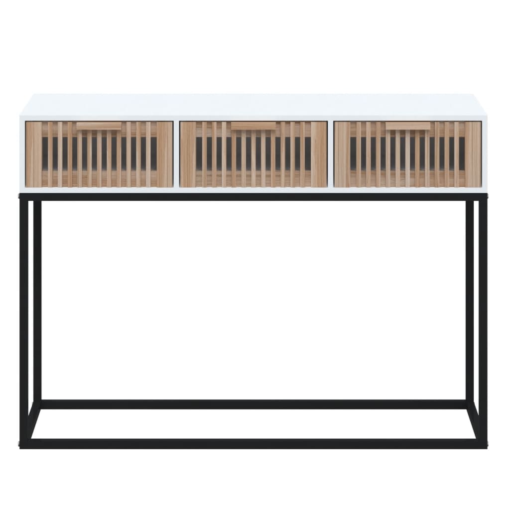 Console Table White 105x30x75 cm Engineered Wood and Iron