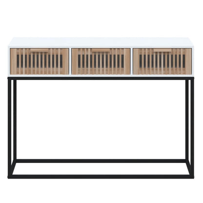 Console Table White 105x30x75 cm Engineered Wood and Iron