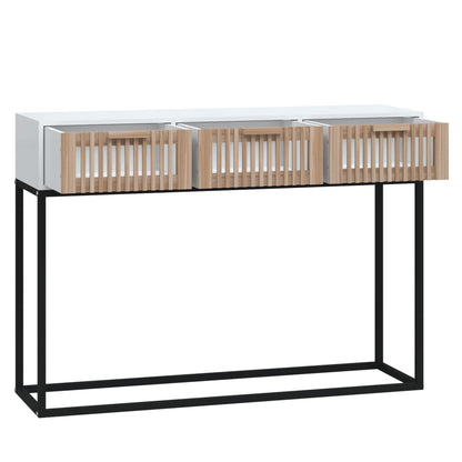 Console Table White 105x30x75 cm Engineered Wood and Iron