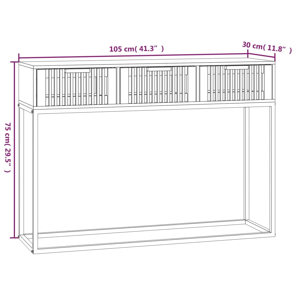 Console Table White 105x30x75 cm Engineered Wood and Iron