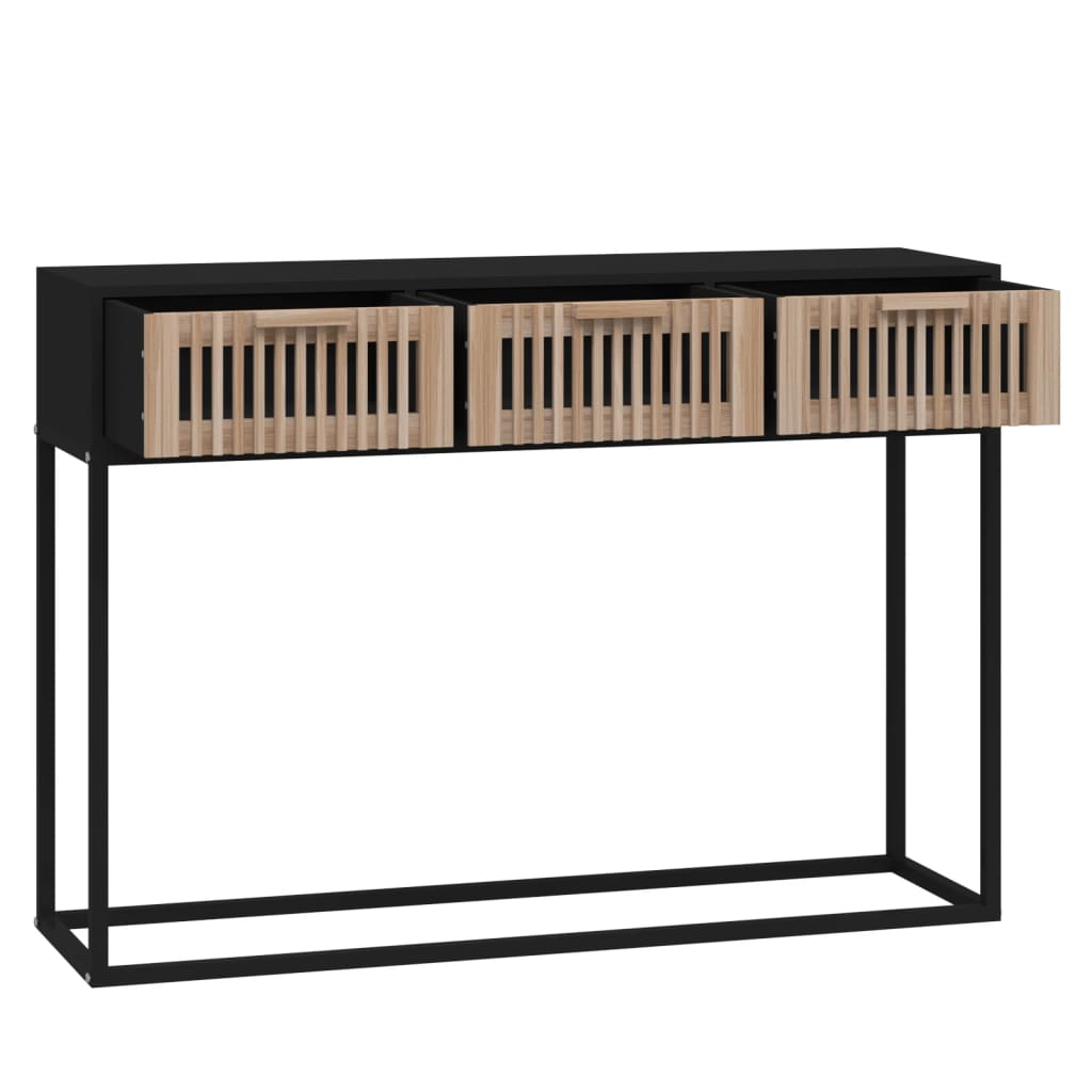 Console Table Black 105x30x75 cm Engineered Wood and Iron