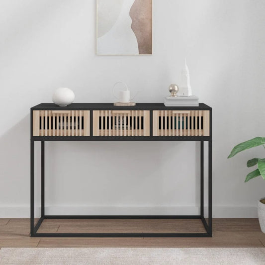 Console Table Black 105x30x75 cm Engineered Wood and Iron