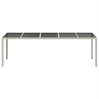 Garden Table White 250x100x75 cm Poly Rattan and Tempered Glass