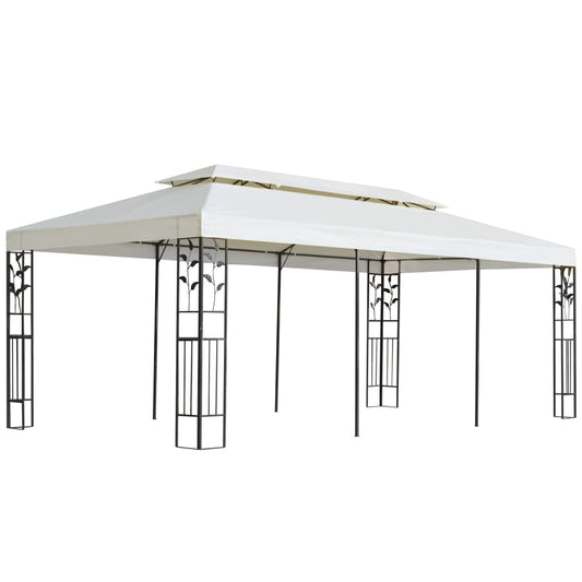Gazebo with Double Roof White 6x3 m Steel