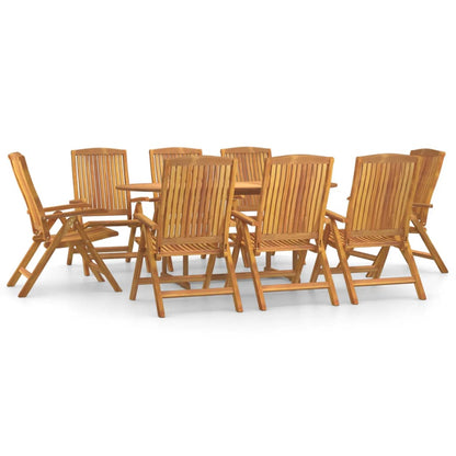 9 Piece Garden Dining Set Solid Wood Teak