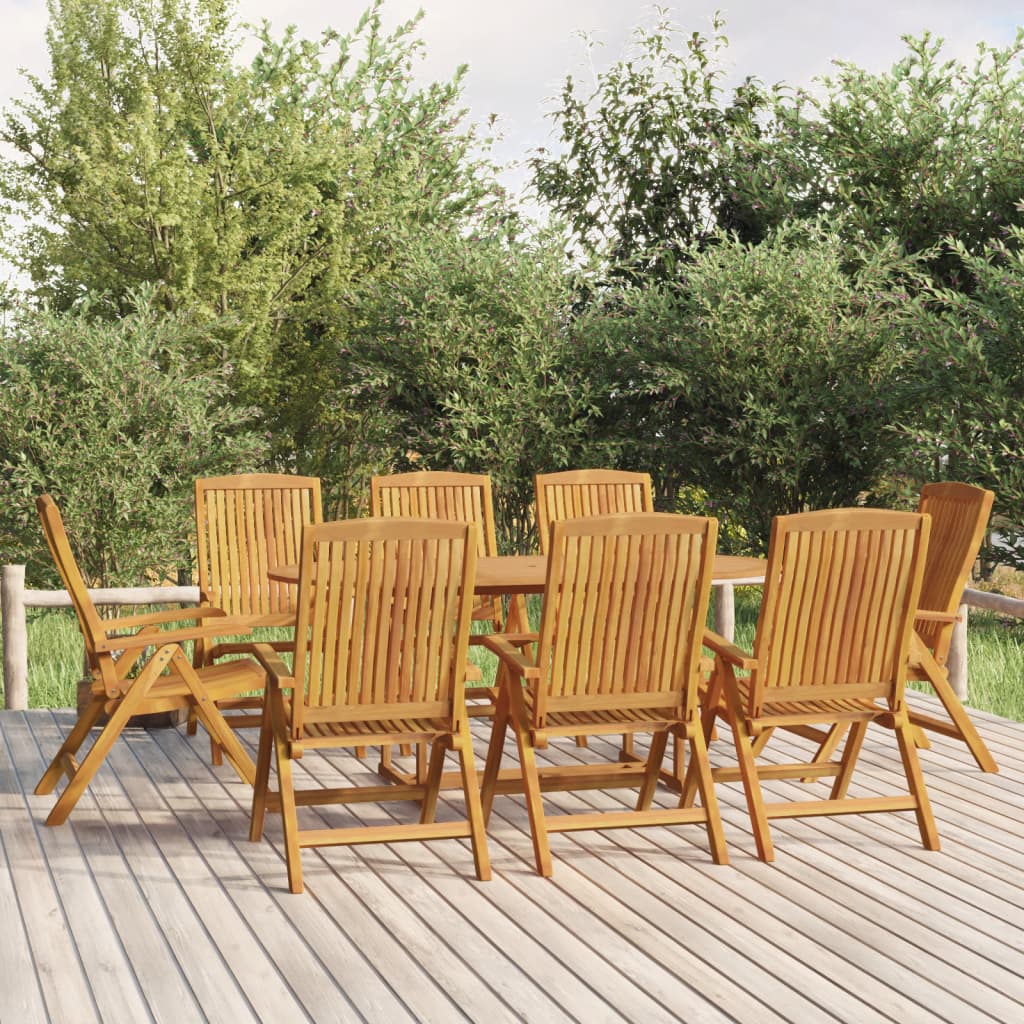 9 Piece Garden Dining Set Solid Wood Teak