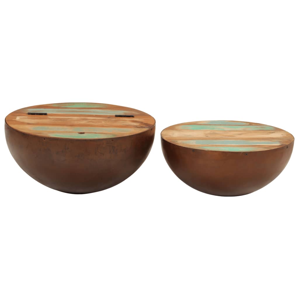 Bowl-shaped Coffee Tables 2 pcs Solid Wood Reclaimed