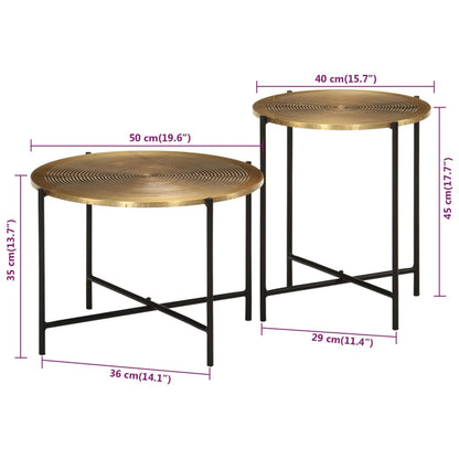 Coffee Tables 2 pcs Brass and Black Metal