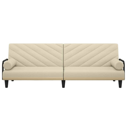 Sofa Bed with Armrests Cream Fabric