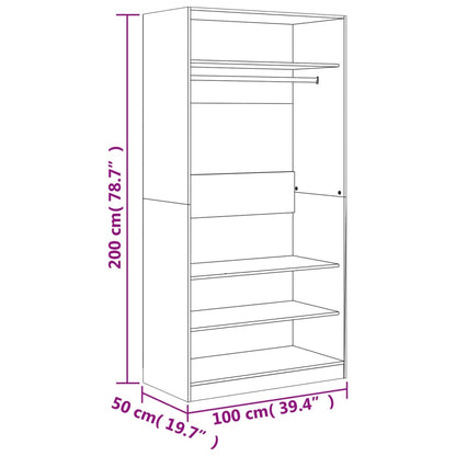 Wardrobe Smoked Oak 100x50x200 cm Engineered Wood