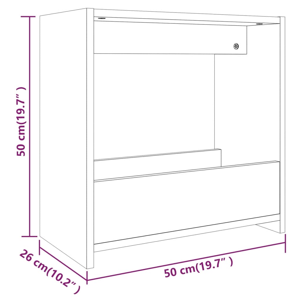 Side Table Smoked Oak 50x26x50 cm Engineered Wood