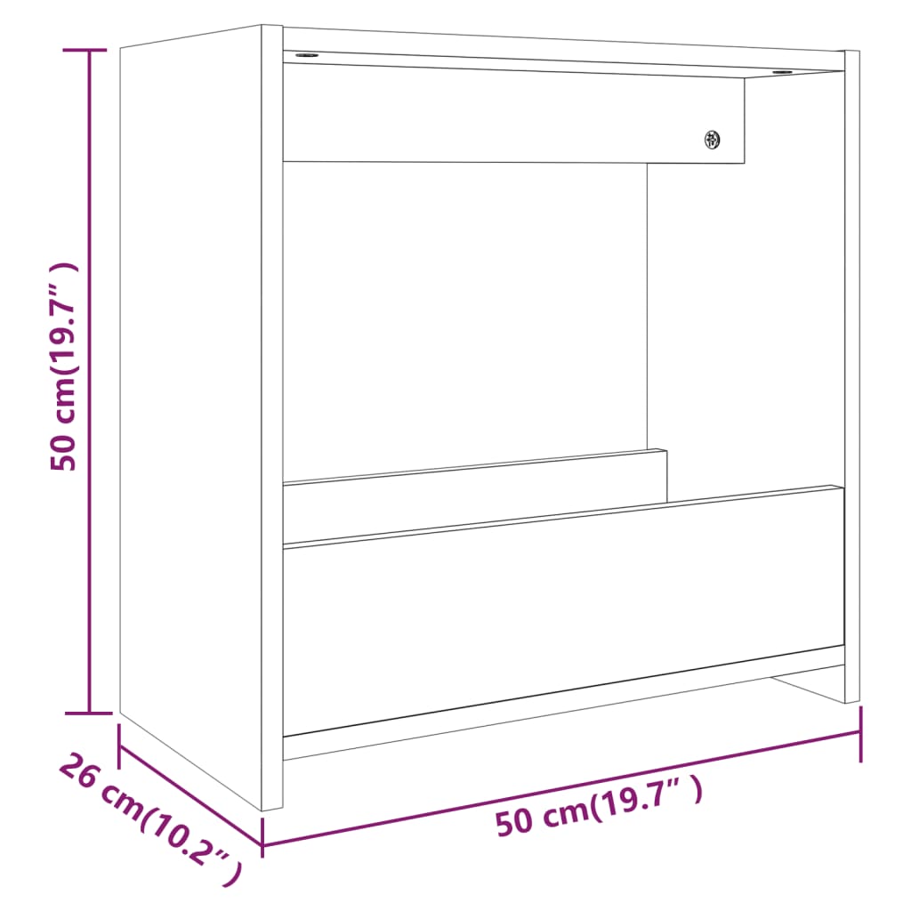 Side Table Brown Oak 50x26x50 cm Engineered Wood