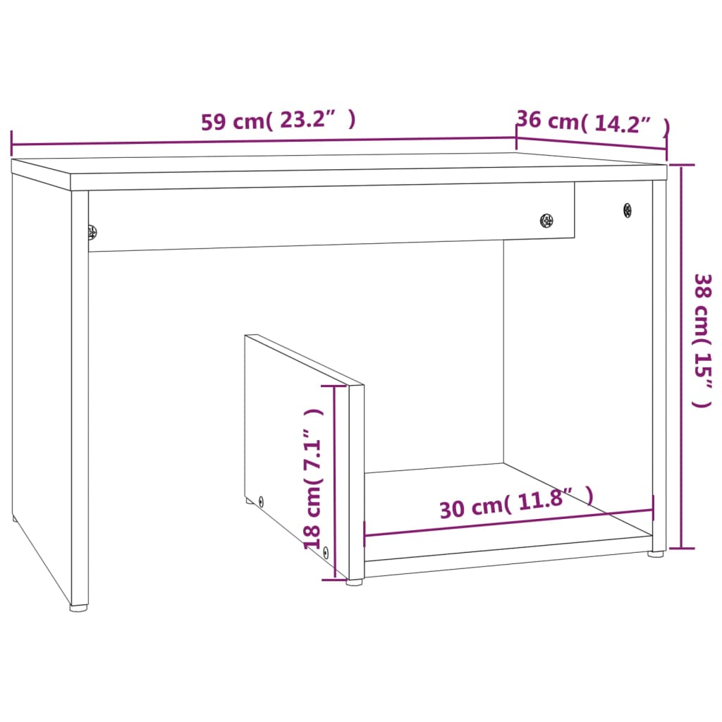 Side Table Brown Oak 59x36x38 cm Engineered Wood