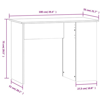 Desk Concrete Grey 100x55x75 Engineered Wood