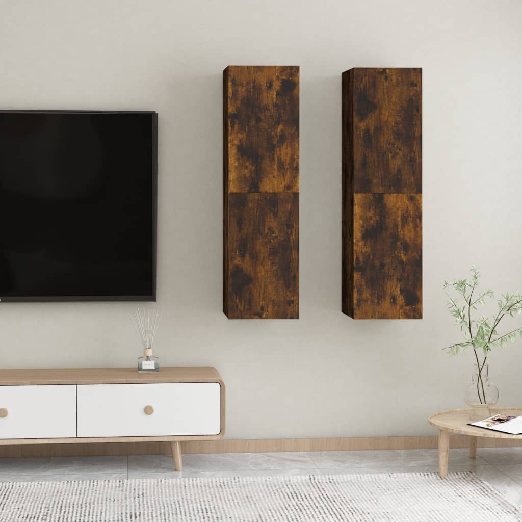 Wall-mounted TV Cabinets 2 pcs Smoked Oak 30.5x30x110 cm