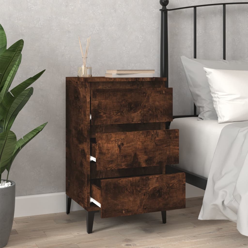 Bedside Cabinet Smoked Oak 40x35x70 cm Engineered Wood