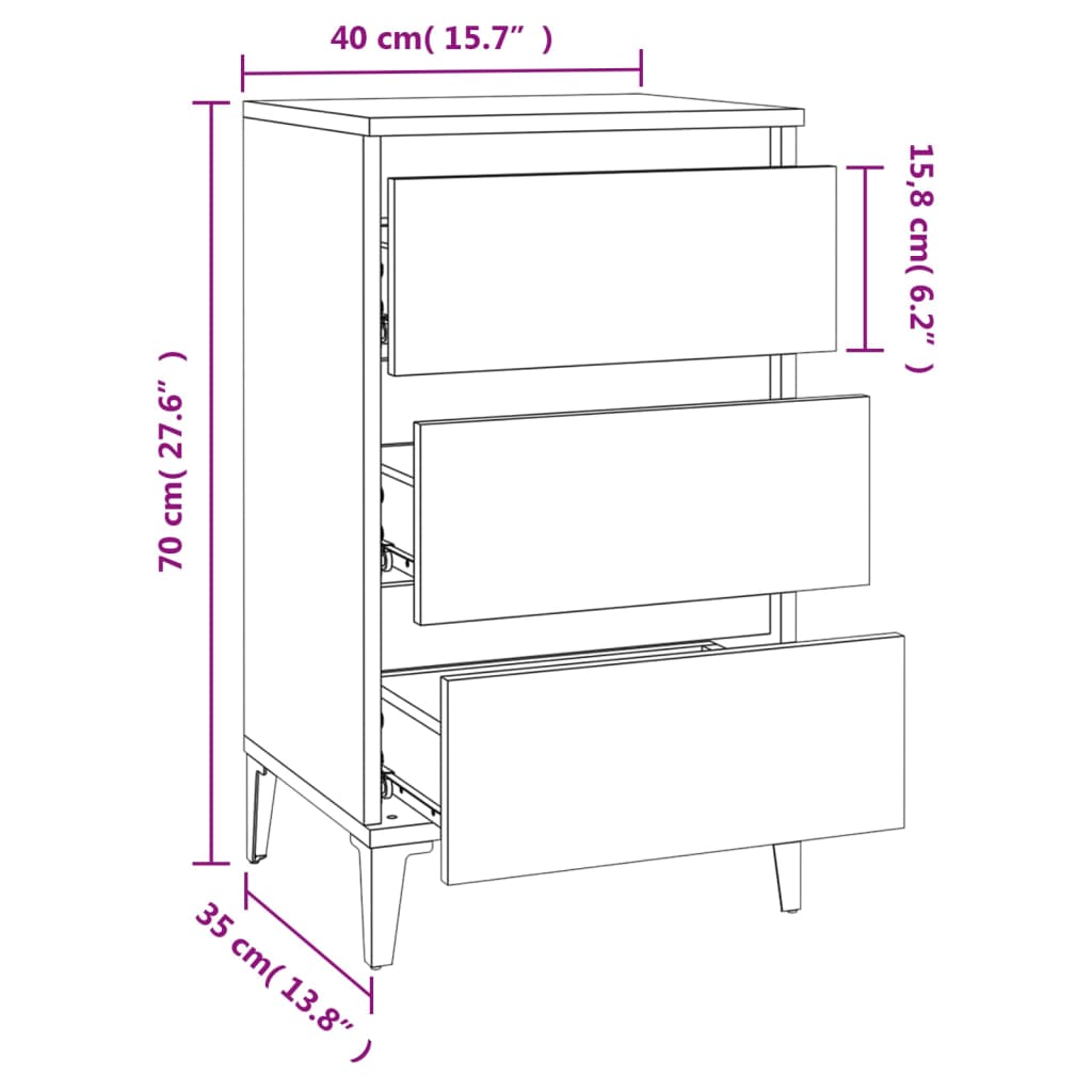 Bedside Cabinet Smoked Oak 40x35x70 cm Engineered Wood