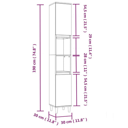 Bathroom Cabinet Black 30x30x190 cm Engineered Wood