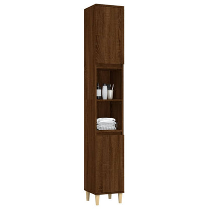 Bathroom Cabinet Brown Oak 30x30x190 cm Engineered Wood